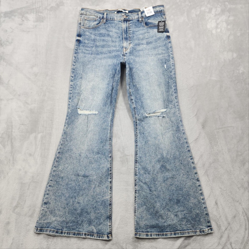 NEW Celebrity Pink Jeans Womens 21/35 Juniors Blue High Rise Flare Distressed